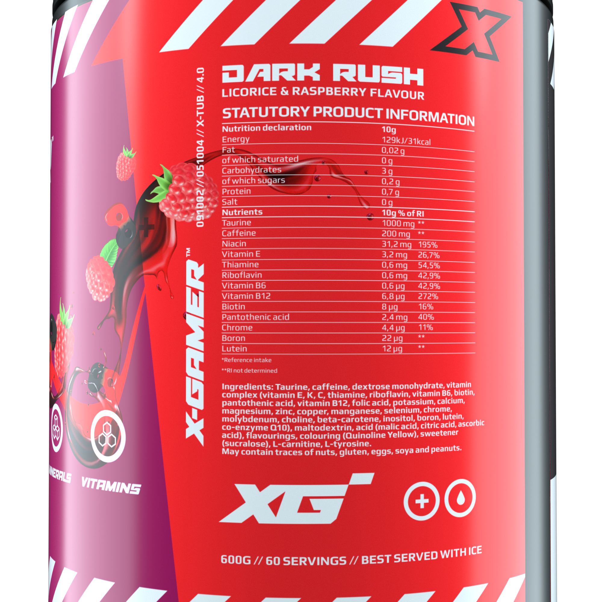 X-Tubz Dark Rush (600g / 60 portioner)